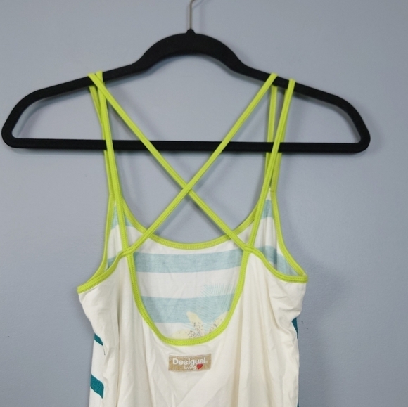 Desigual Multi-Colored Floral/Striped Strappy Back Tank Top Size Small - Picture 8 of 9